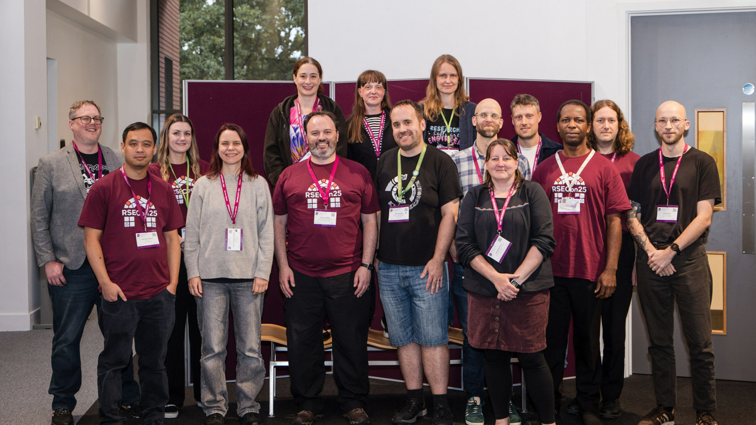 A group photo off the new and outgoing trustees at RSECon25. On the back row are: Kirsty Pringle, Gillian Sinclair, Marion Weirnzierl. Front row: David Beavan, Twin Karmakharm, Lyndsey Ballantyne, Mary Chestter-Kadwell, Martin O'Reilly, Mike Simpson, Stef Piatek, Samantha Ahern, William Haese-Hill, Godwin Yeboah, Iain Barras and James Tyrrell.